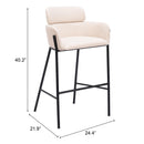 Zuo Bremor 110174 Barstool - Beige IMAGE 9
