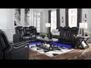 Signature Design by Ashley Party Time 3700318C Power Reclining Loveseat w/ Console and ADJ Headrest EXTERNAL_VIDEO 1