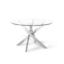 VIG Furniture Round Modrest Dining Table with Glass Top and Trestle Base Modrest VGLET07-CLR IMAGE 1