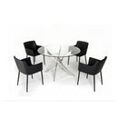 VIG Furniture Round Modrest Dining Table with Glass Top and Trestle Base Modrest VGLET07-CLR IMAGE 2