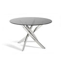 VIG Furniture Round Modrest Dining Table with Glass Top and Trestle Base Modrest VGLET07-SMK IMAGE 1
