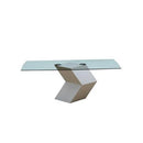 VIG Furniture Modrest Dining Table with Glass Top and Pedestal Base Modrest VGVCT8938-WHT IMAGE 1