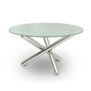 VIG Furniture Round Modrest Frau Dining Table with Glass Top and Trestle Base Modrest Frau VGLET08-CRK IMAGE 1
