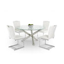 VIG Furniture Round Modrest Frau Dining Table with Glass Top and Trestle Base Modrest Frau VGLET08-CRK IMAGE 2