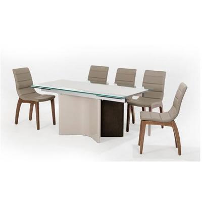 VIG Furniture Modrest Dining Table with Glass Top & Pedestal Base Modrest Xeno VGGU2361XT-7 IMAGE 1