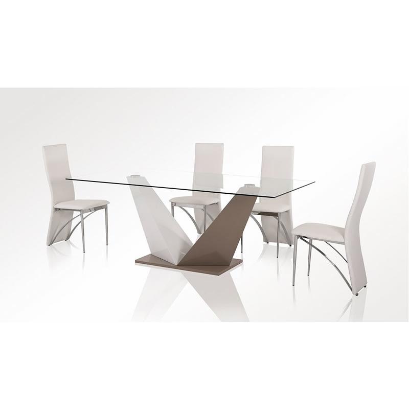 VIG Furniture Modrest Dining Table with Glass Top & Trestle Base Modrest Vertex VGGU983DT-2 IMAGE 2