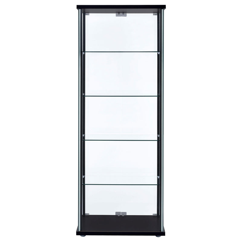 Coaster Furniture Delphinium 950170 5-shelf Clear Glass Curio Display Cabinet - Black IMAGE 5
