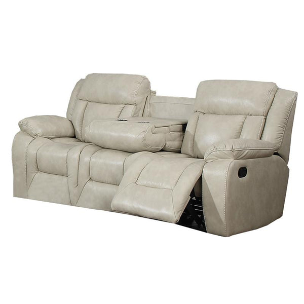 Brassex Hudson Power Reclining Leather look Sofa Hudson SA1011 Reclining Sofa (Beige) IMAGE 1