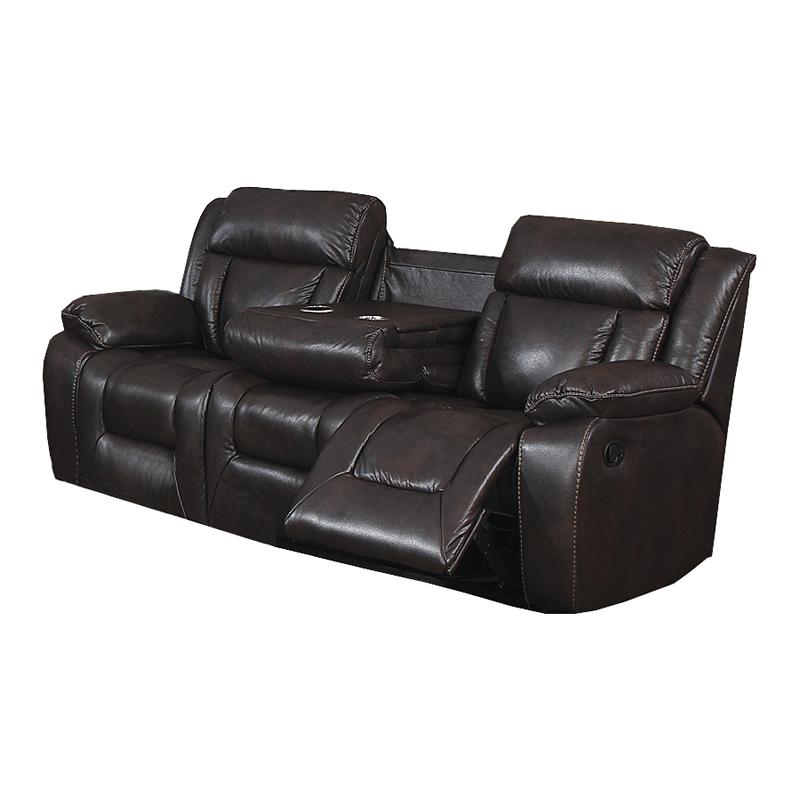 Brassex Hudson Power Reclining Leather look Sofa Hudson SA1011 Reclining Sofa (Brown) IMAGE 1