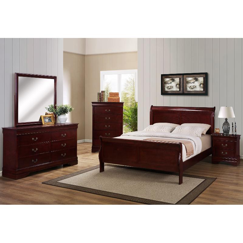 Crown Mark Louis Philip Queen Sleigh Bed B3800-Q-HBFB/B3800-Q-RAIL IMAGE 2