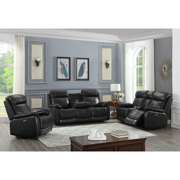 IFDC IF 8020 3 pc Power Reclining Living Room Set - Black IMAGE 1