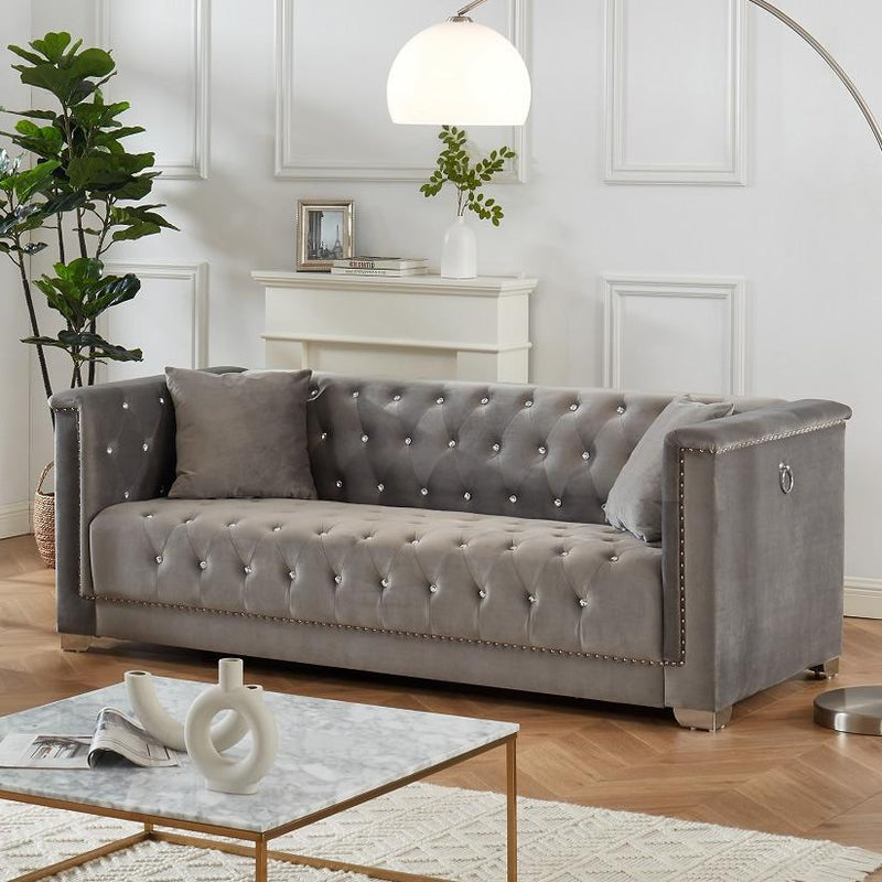 IFDC IF 9201 3 pc Living Room Set - Grey IMAGE 2