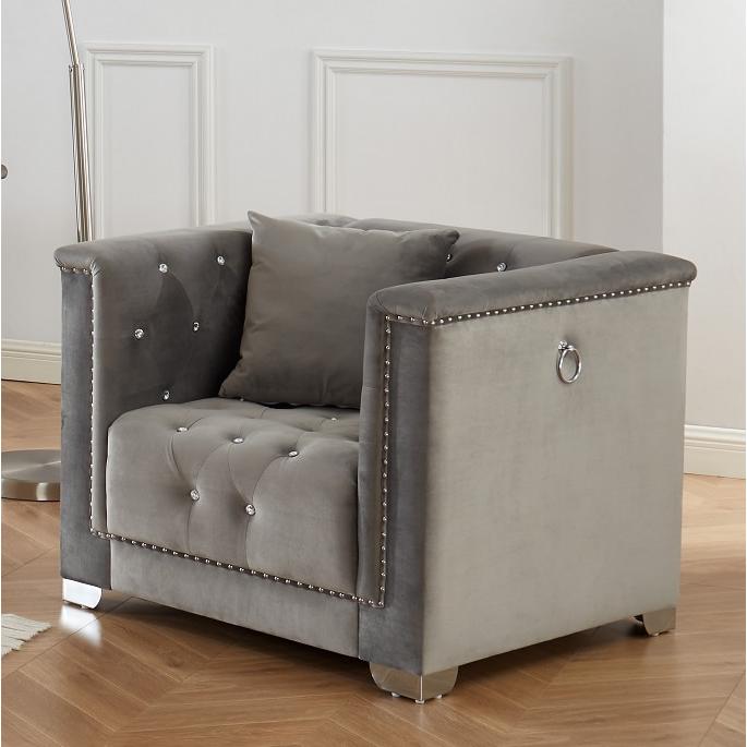 IFDC IF 9201 3 pc Living Room Set - Grey IMAGE 4