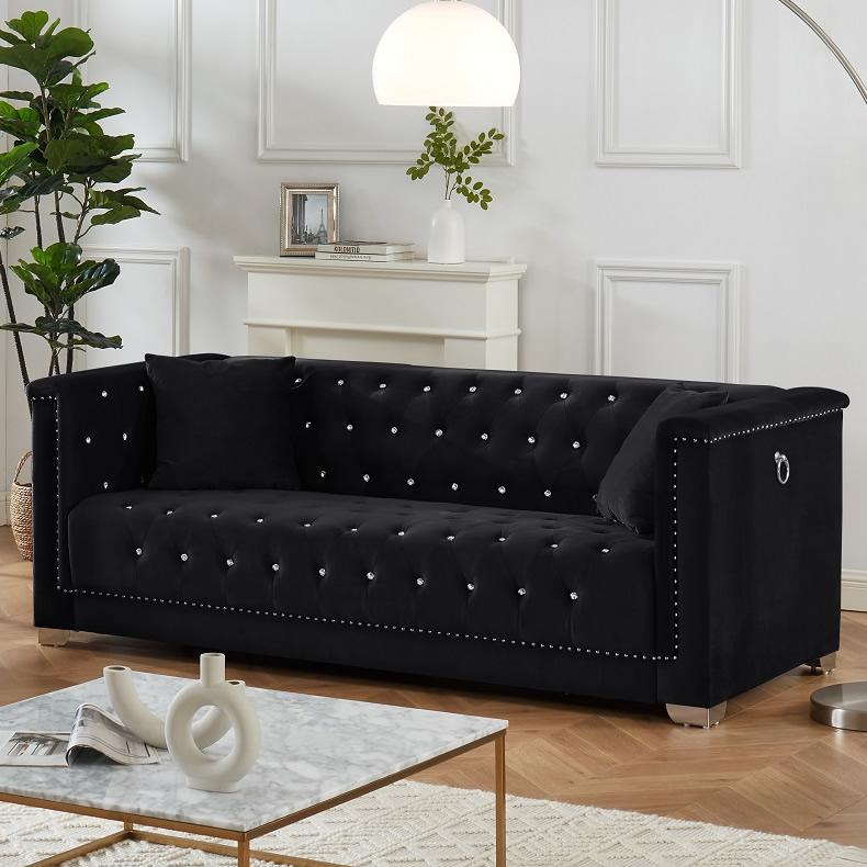 IFDC IF 9201 3 pc Living Room Set - Black IMAGE 2