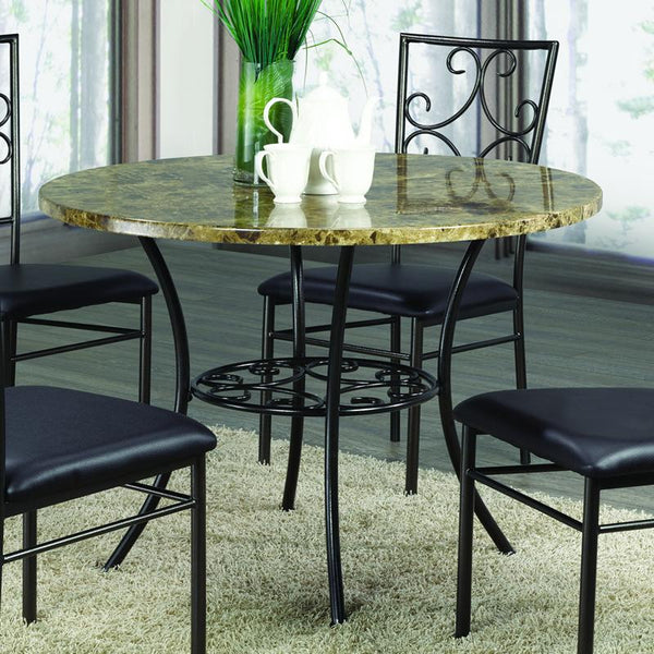 Brassex Round Simplicity Dining Table with Faux Marble Top & Trestle Base Simplicity FMD-05 IMAGE 1
