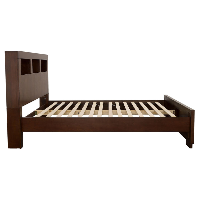 Coaster Furniture Jessica 200719KE Eastern King LED Storage Bookcase Bed - Cappuccino IMAGE 4