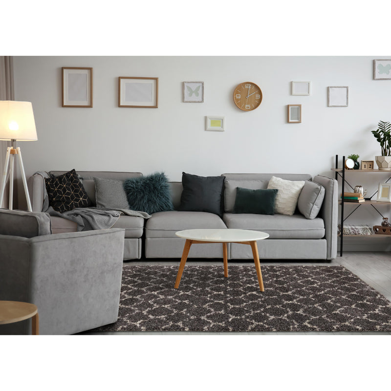 Kalora Interiors Lane Grey Cream Lattice Luxury Rug, 5'3" x 7'7" IMAGE 3