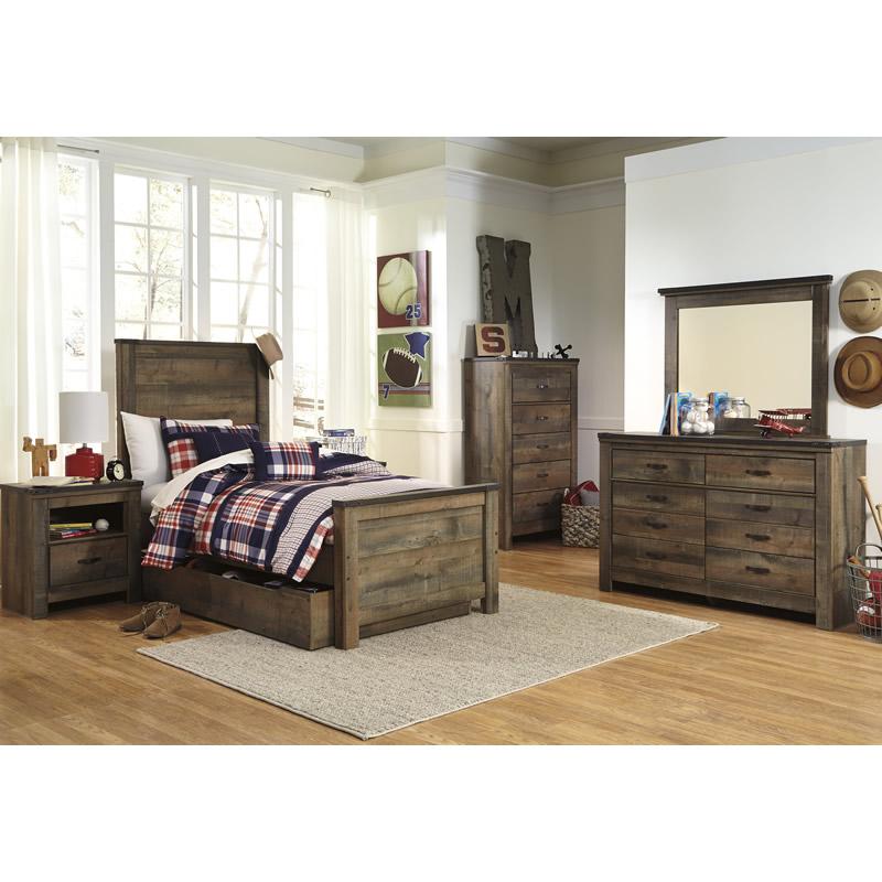 Signature Design by Ashley Trinell B446B8 Twin Panel Bed with 1 Large Storage Drawer IMAGE 2