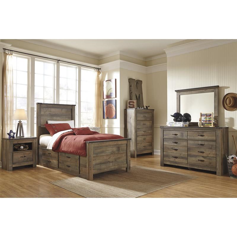 Signature Design by Ashley Trinell B446B15 Twin Panel Bed with 2 Storage Drawers IMAGE 2