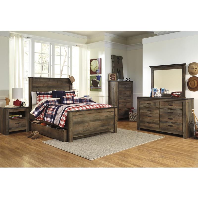 Signature Design by Ashley Trinell B446B9 Full Panel Bed with 1 Large Storage Drawer IMAGE 2