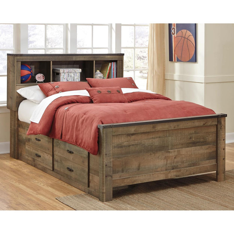 Signature Design by Ashley Trinell B446B16 Full Bookcase Bed with 2 Storage Drawers IMAGE 2