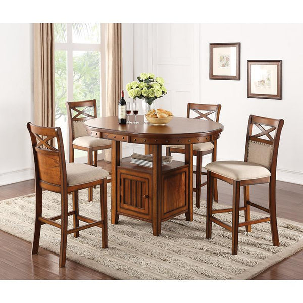 Brassex Oval Casablanca Counter Height Dining Table with Pedestal Base JN-102 IMAGE 1