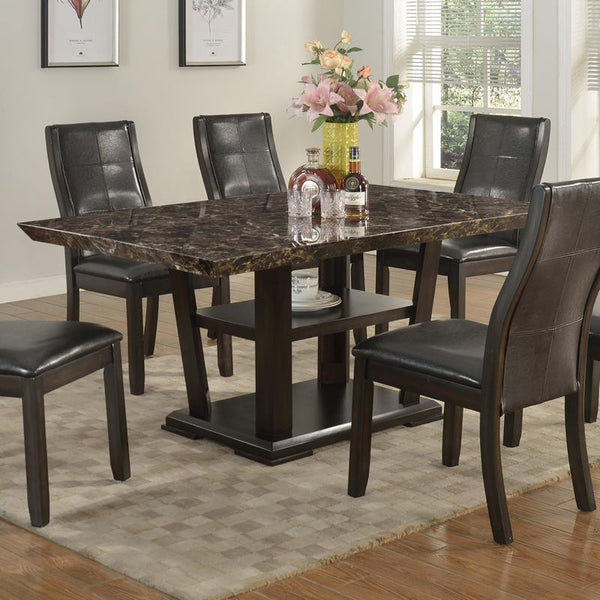 Brassex Charlotte Dining Table with Faux Marble Top & Pedestal Base 7176-64 IMAGE 1