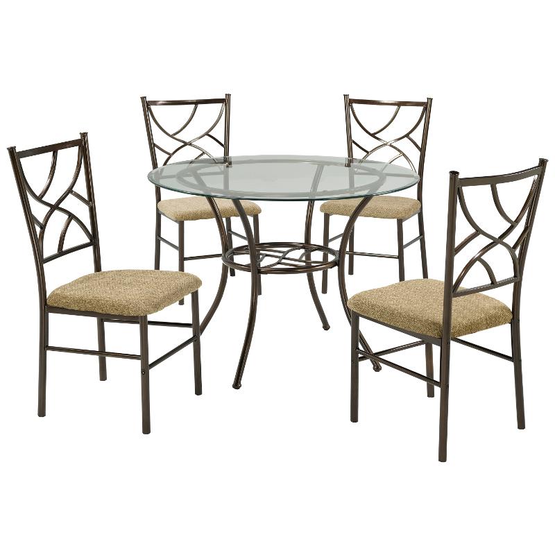 Brassex Round Martini Dining Table with Glass Top & Trestle Base Martini Kitchen Table TC-150111 IMAGE 2