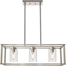 3 Light Linear Chandeliers, Silver, 29 inches long