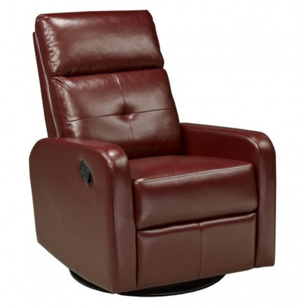 Brassex Swivel, Rocker Fabric and Leather Look Recliner JF657-RD IMAGE 1