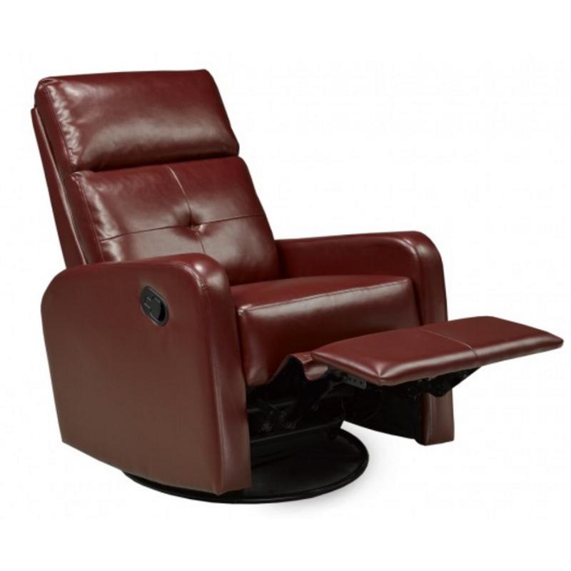 Brassex Swivel, Rocker Fabric and Leather Look Recliner JF657-RD IMAGE 2