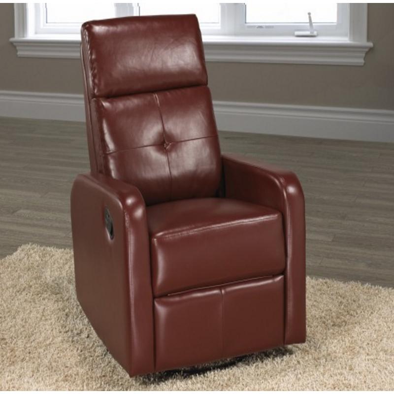 Brassex Swivel, Rocker Fabric and Leather Look Recliner JF657-RD IMAGE 3