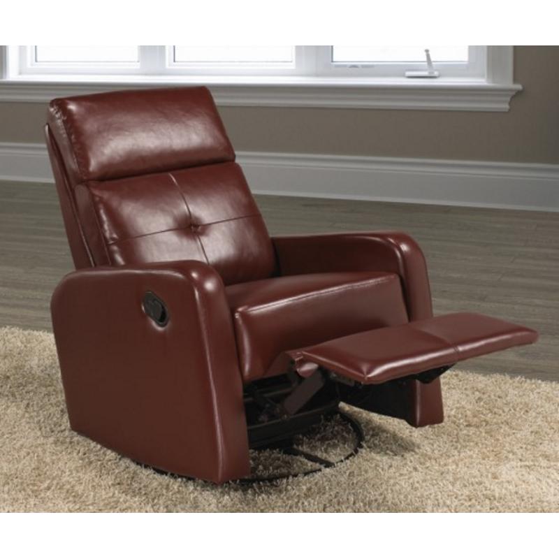 Brassex Swivel, Rocker Fabric and Leather Look Recliner JF657-RD IMAGE 4