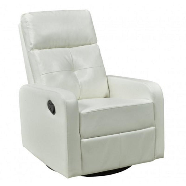 Brassex Swivel, Rocker Fabric and Leather Look Recliner JF657-WH IMAGE 1