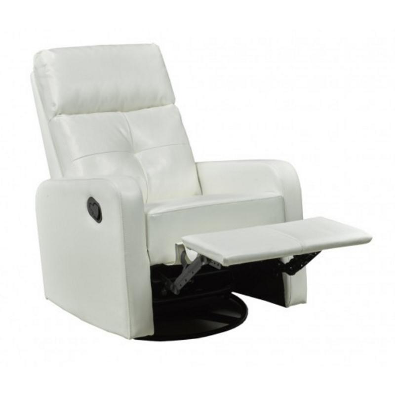 Brassex Swivel, Rocker Fabric and Leather Look Recliner JF657-WH IMAGE 2