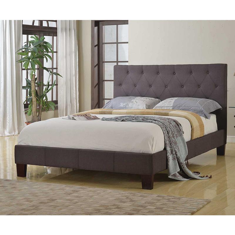 Brassex Queen Upholstered Bed JX366 Queen Upholstered Bed (Gr) IMAGE 2