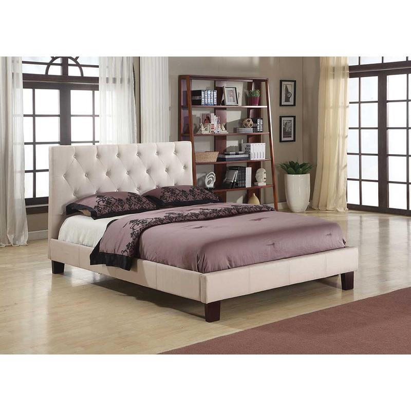 Brassex Queen Upholstered Bed JX366 Queen Upholstered Bed (Bg) IMAGE 2