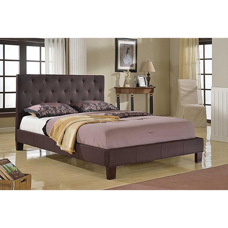 Brassex Queen Upholstered Bed JX366 Queen Upholstered Bed (DBr) IMAGE 2