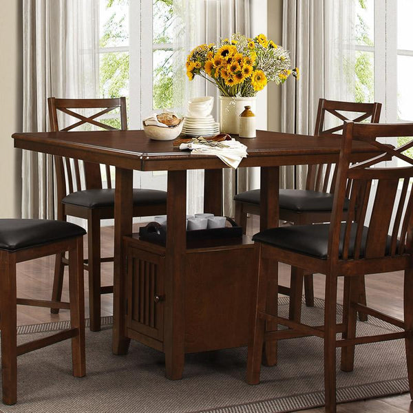 Brassex Square Colton Counter Height Dining Table with Pedestal Base 4646-36 IMAGE 1