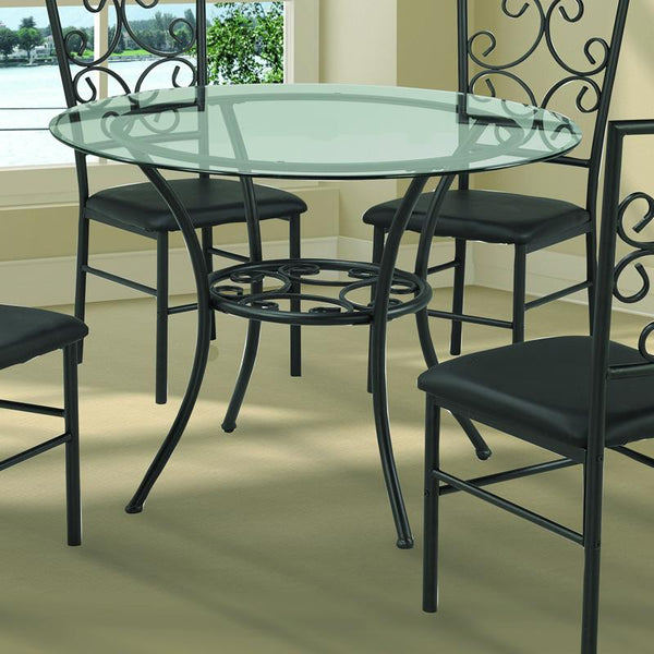 Brassex Round Camden Dining Table with Glass Top & Pedestal Base TC-52401T IMAGE 1