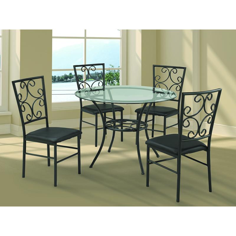 Brassex Round Camden Dining Table with Glass Top & Pedestal Base TC-52401T IMAGE 2