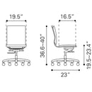  Zuo Lider Plus 215219 Armless Office Chair - White IMAGE 10