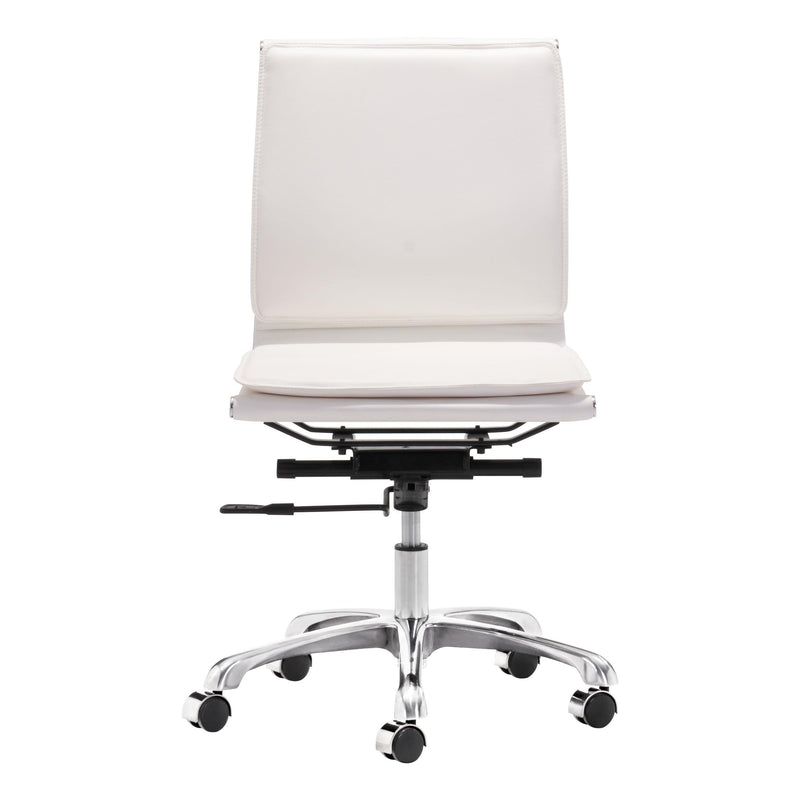  Zuo Lider Plus 215219 Armless Office Chair - White IMAGE 3