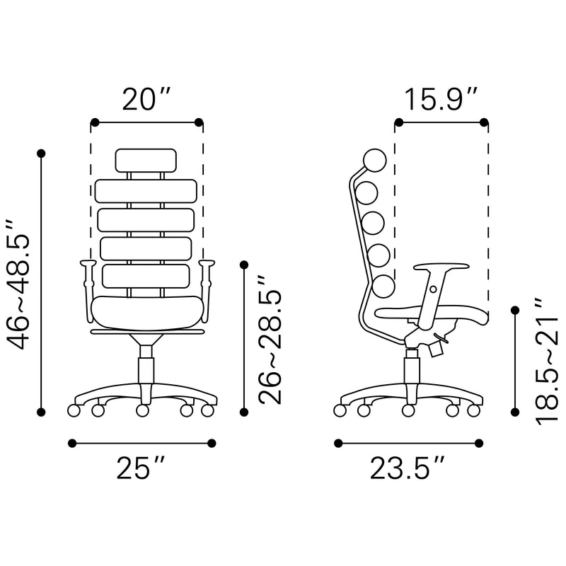  Zuo Unico 205051 Office Chair - White IMAGE 9