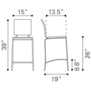  Zuo Criss Cross 333062 Counter Stool - Black IMAGE 8