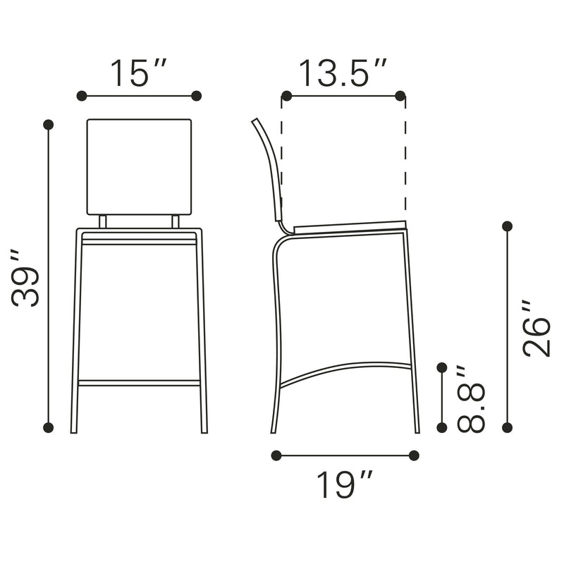  Zuo Criss Cross 333062 Counter Stool - Black IMAGE 8