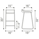  Zuo Wedge 300041 Barstool - Black IMAGE 8