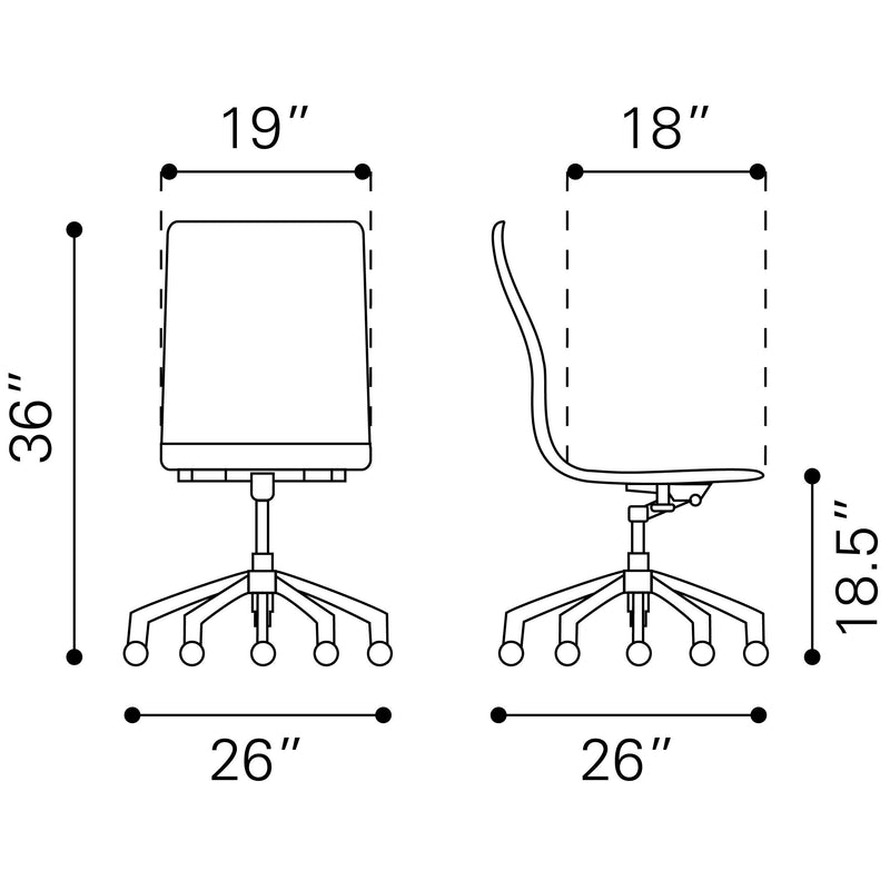 Zuo Glider 100379 Conference Chair - Taupe IMAGE 8