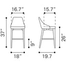  Zuo Moor 100279 Counter Stool - Beige IMAGE 8