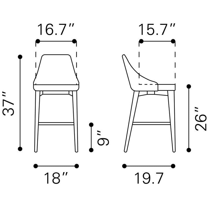  Zuo Moor 100279 Counter Stool - Beige IMAGE 8
